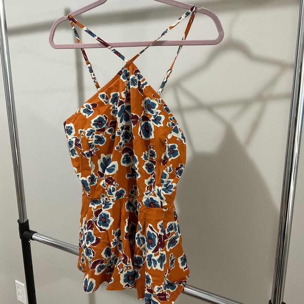 Ava & Viv halter neck floral peplum tank top